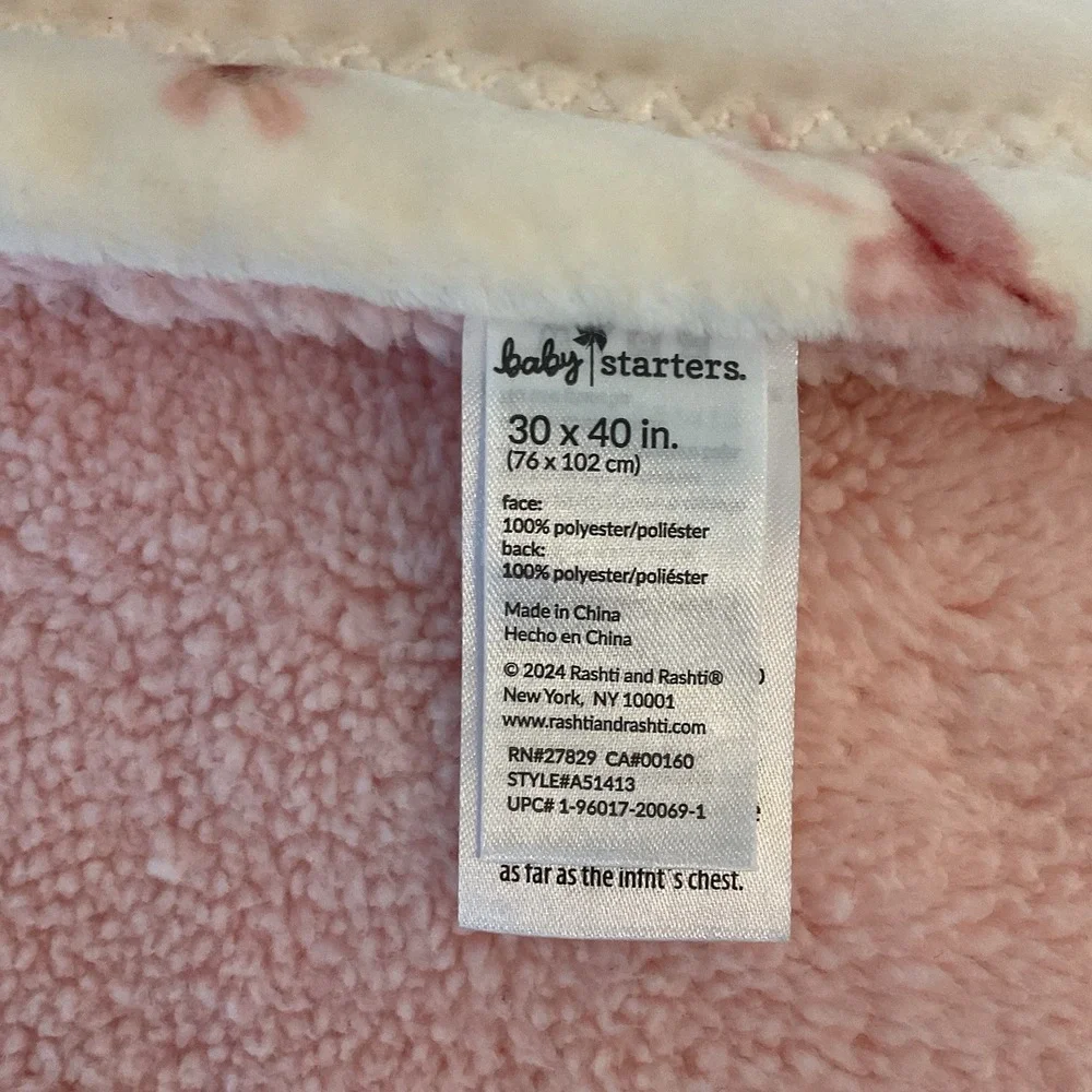 Baby Starters Girls Cowgirl Blanket Pink Western Reversible Boots Hat 30 X 40
